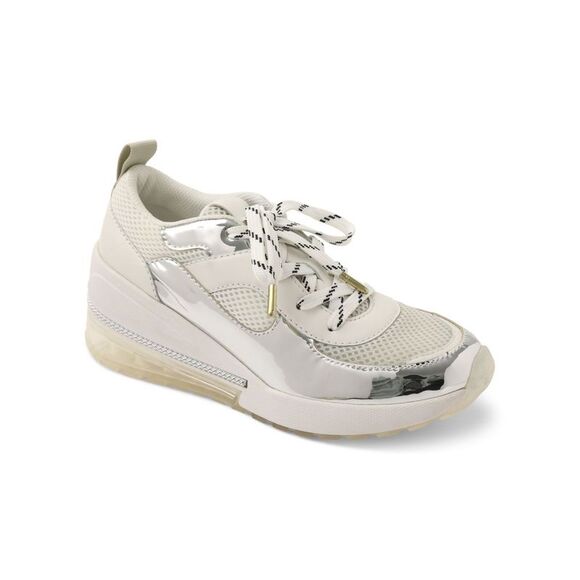 BCBGENERATION Shoes - BCBGENERATION Womens White Chain Reflective Weddi Wedge Athletic Sneakers 8.5 M